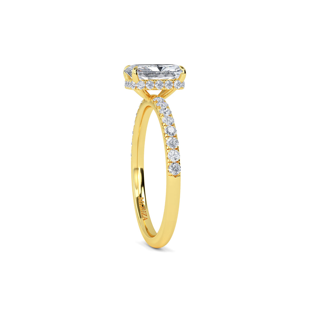 1.00ct Earth Mined Diamond Radiant Hidden Halo Engagement Ring