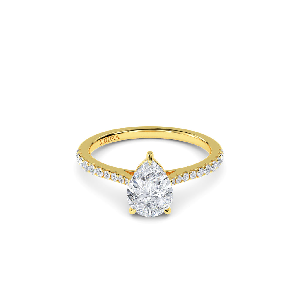 1.00ct Lab Grown Diamond Pear Shaped Diamond Band Engagement Ring