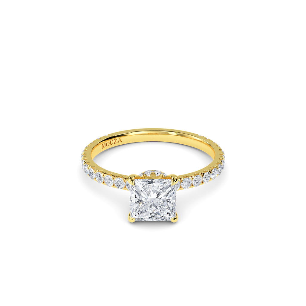 1.00ct Lab Grown Diamond Princess Cut Hidden Halo Engagement Ring