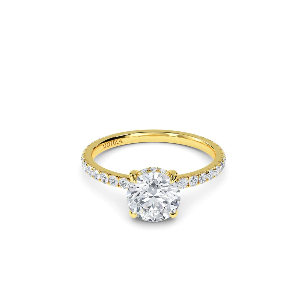 1.00 Carat Earth Mined Diamond Round Hidden Halo Engagement Ring